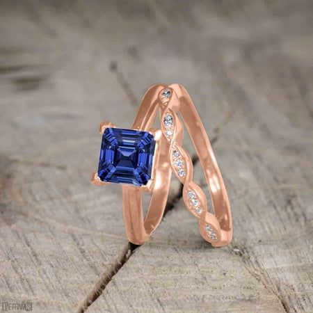 Beautiful 1 Carat Princess cut Sapphire Solitaire Engagement Ring for Women in Rose Gold