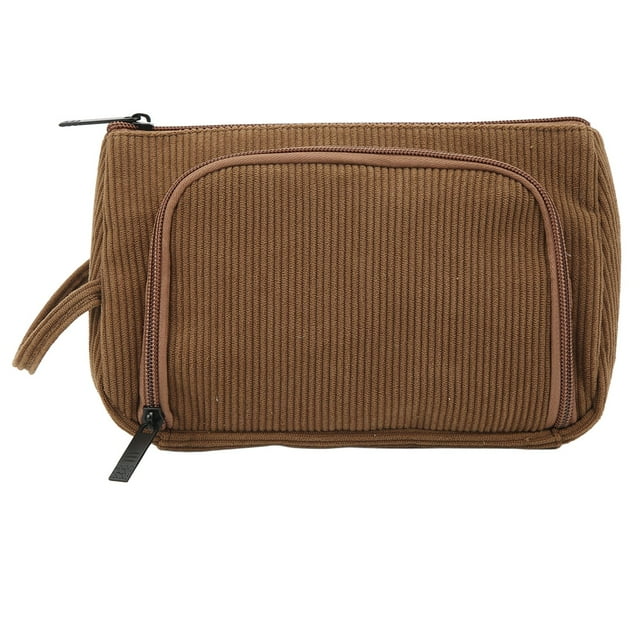 Bolsa de maquillaje portátil, bolsa de cosméticos, bolsa de pana grande para cosméticos, bolsa de viaje para maquillaje, rendimiento sólido