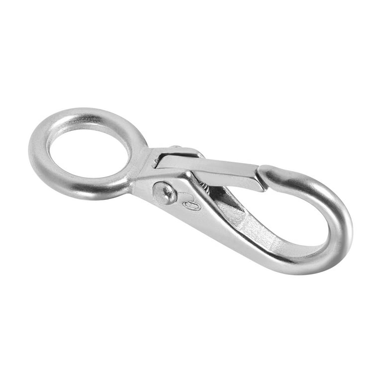 Fixed Eye Hook,304 Stainless Steel 0#Carabiner Lock Boat Clip Hook 54mm Length Silver, Other