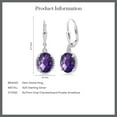 thumbnail image 5 of Gem Stone King 925 Sterling Silver Purple Amethyst Leverback Dangle Earrings for Women (3.00 Cttw, Gemstone February Birthstone, Oval Checkerboard 9X7MM), 5 of 5