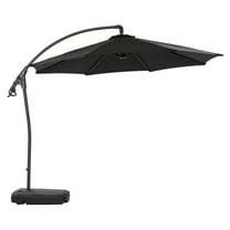CorLiving 9.5 Ft Cantilever Patio Umbrella - Black Canopy & Aluminum Frame