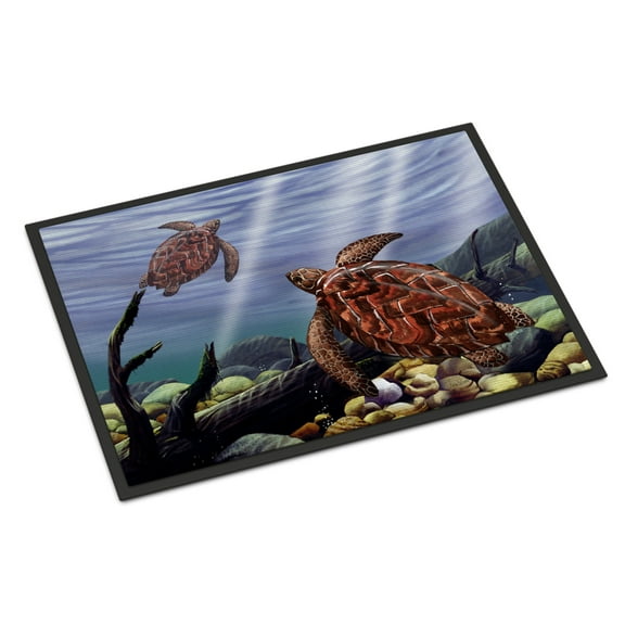 Carolines Treasures PTW2042MAT Sea Turtles Door Mat Indoor Rug or Outdoor Welcome Mat 18x27 Doormat  27"L x 18"W