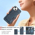 thumbnail image 3 of Dteck for iPhone 15 Case Detachable Wallet Case with Card Holder, 3 in 1 PU Leather Flip Folio with RFID Blocking Stand Shockproof Phone Cover,Blue, 3 of 7