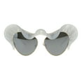 thumbnail image 2 of Runway Trend Mirror Lace Visor Cat Eye Retro Fashion Sunglasses Pearl White Mirror, 2 of 4