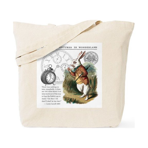 CafePress - The White Rabbit Alice In - Unisex Canvas Tote Bag, Beige, 1-Piece