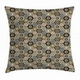 thumbnail image 1 of Floral Throw Pillow Cushion Cover, Victorian Damask Baroque Hexagon Rococo Interlocking Abstract Design, Decorative Square Accent Pillow Case, 18 X 18 Inches, Pale Coffee Tan Warm Taupe, by Ambesonne, 1 of 2