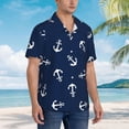 thumbnail image 5 of Goofa Nautical Themed Simple Anchors Hawaiian Shirt for Men, Unisex Summer Beach Casual Short Sleeve Button Down Shirts,Aloha Tropical Floral print shirt-Small, 5 of 9