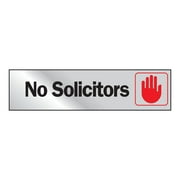 Hy-Ko 2" x 8" Vinyl No Solicitors Self-Adhesive Silver Door/Window Sign