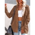 thumbnail image 2 of Asyoly Women's Corduroy Shirt Jacket Long Sleeve Button Down Solid Color Shacket Jacket Lightweight Oversized Casual Coat Loose Outwear With Pockets S-XXL, 2 of 5