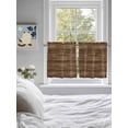 thumbnail image 3 of Brown Wood Grain 2 Panel Kitchen Curtains for Small Windows, Retro Farmhouse Wooden Plank Bathroom Tier Curtain, Short Window Treatment for Bedroom/Living Room 55"x24", 3 of 6