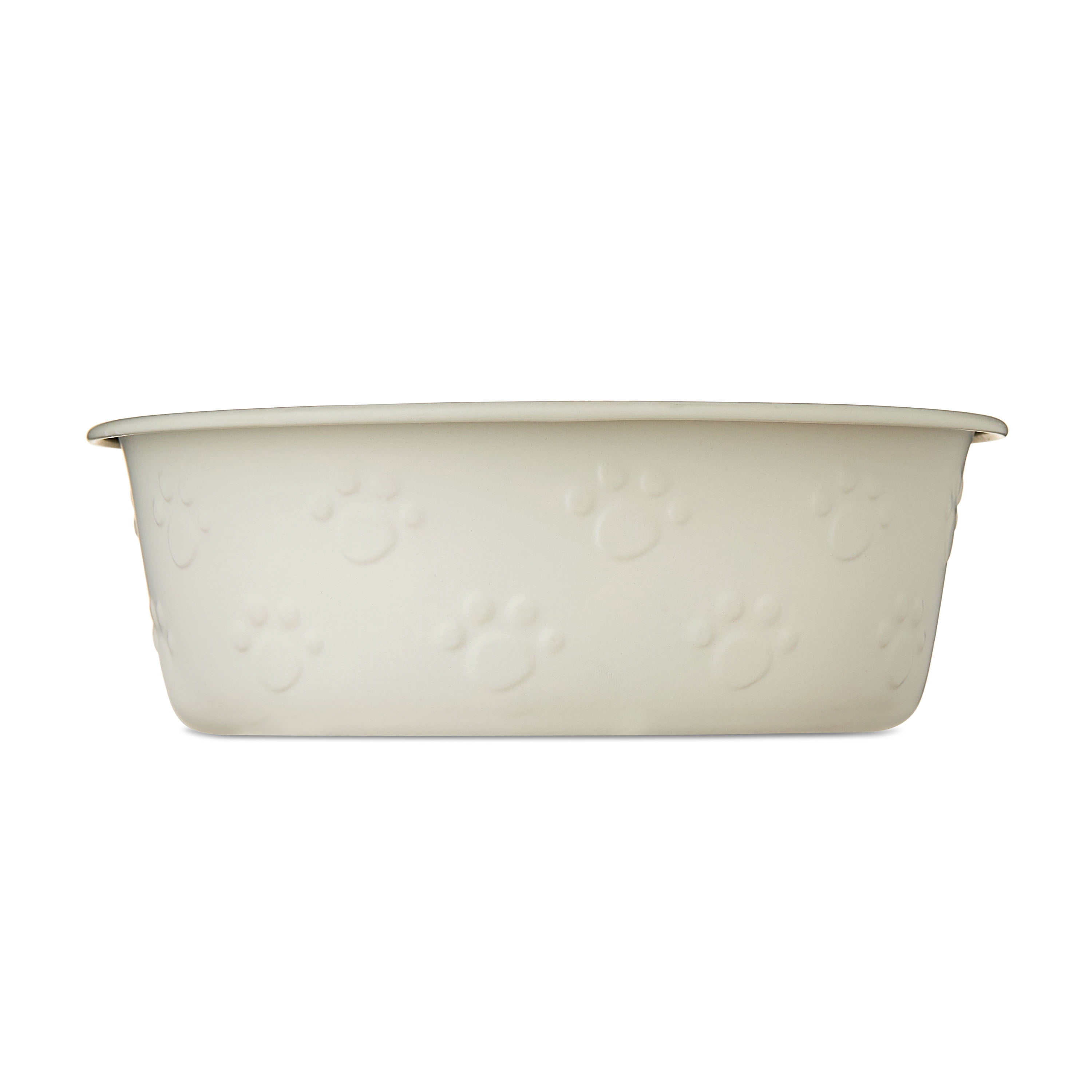 Vibrant Life Medium Stainless Steel Embossed Dog Bowl, Off-White Paws
