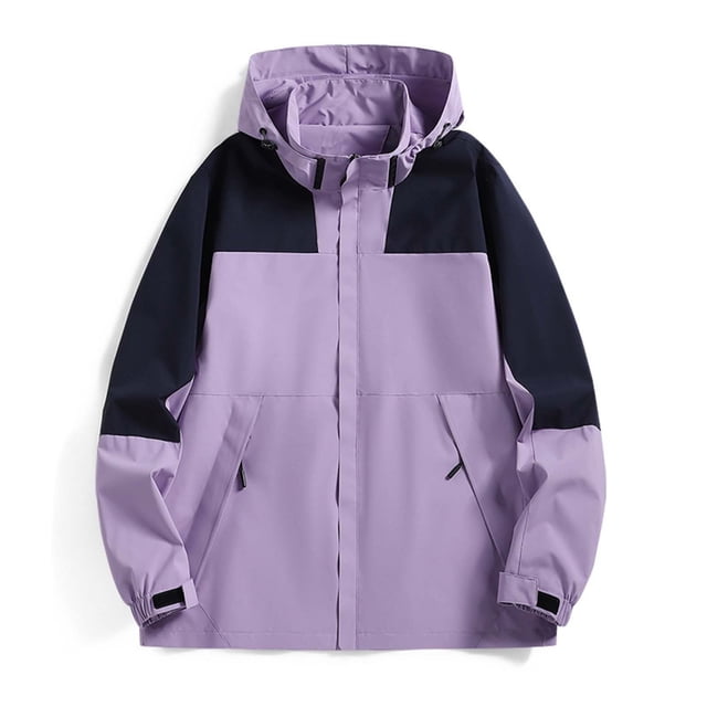 LOVZFMLL Jackets for Men Detachable Hat Man Windproof Water Prooft Zipper Pocket Drawstring Hooded Outdoor Jacket Coat