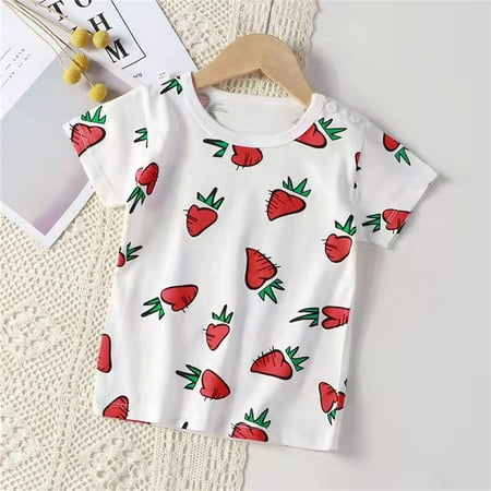 

TOWED22 Tops For Toddler Children Kids Toddler Baby Boys Girls Cute Cartoon Animals Short Sleeve Blouse Top T Tshirt Kids Red