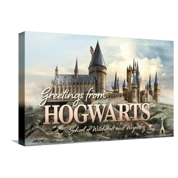 The Wizarding World: Harry Potter - Greetings From Hogwarts Canvas Wall Poster, 14.725" x 22.375"