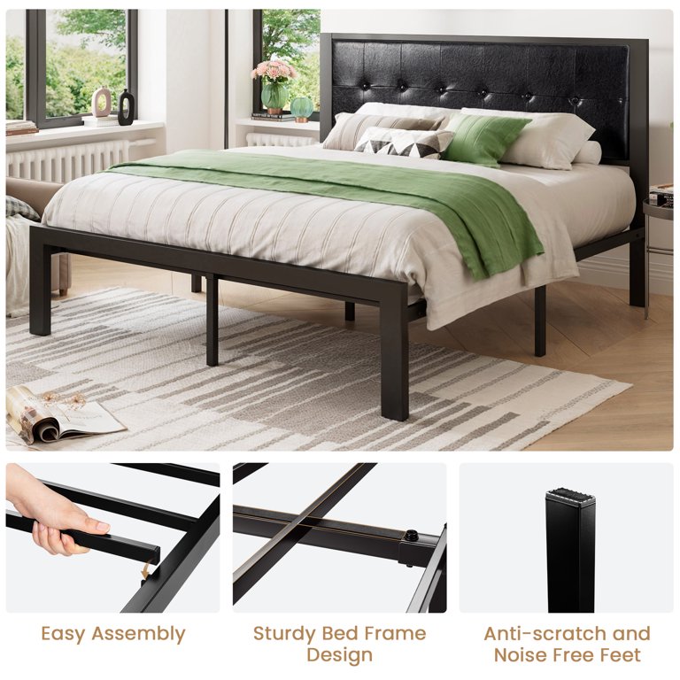 Shina//ページ Amazon.com: Shintenchi Full Size Bed Frame with Headboard