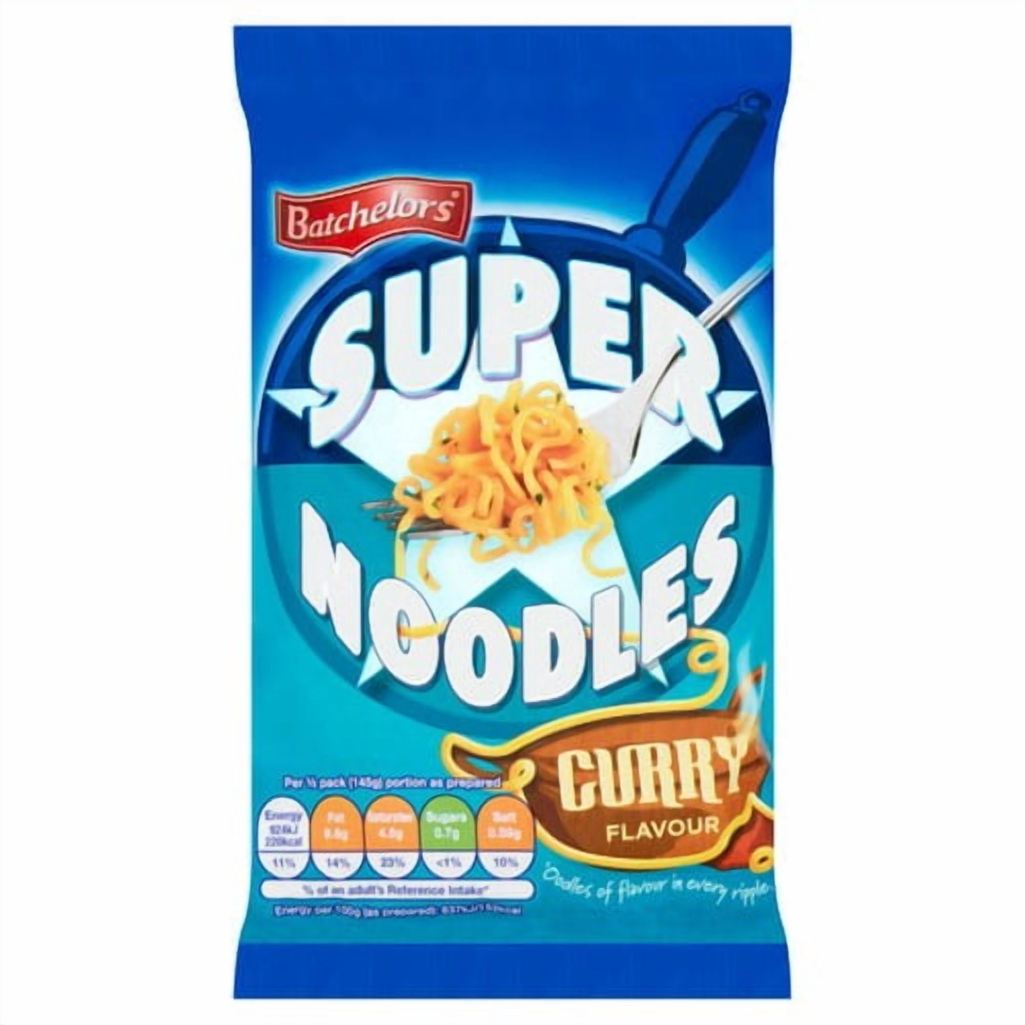 Batchelors Super Noodles Curry Flavour Instant Packet Noodles 90g, British Import (Pack of 3)