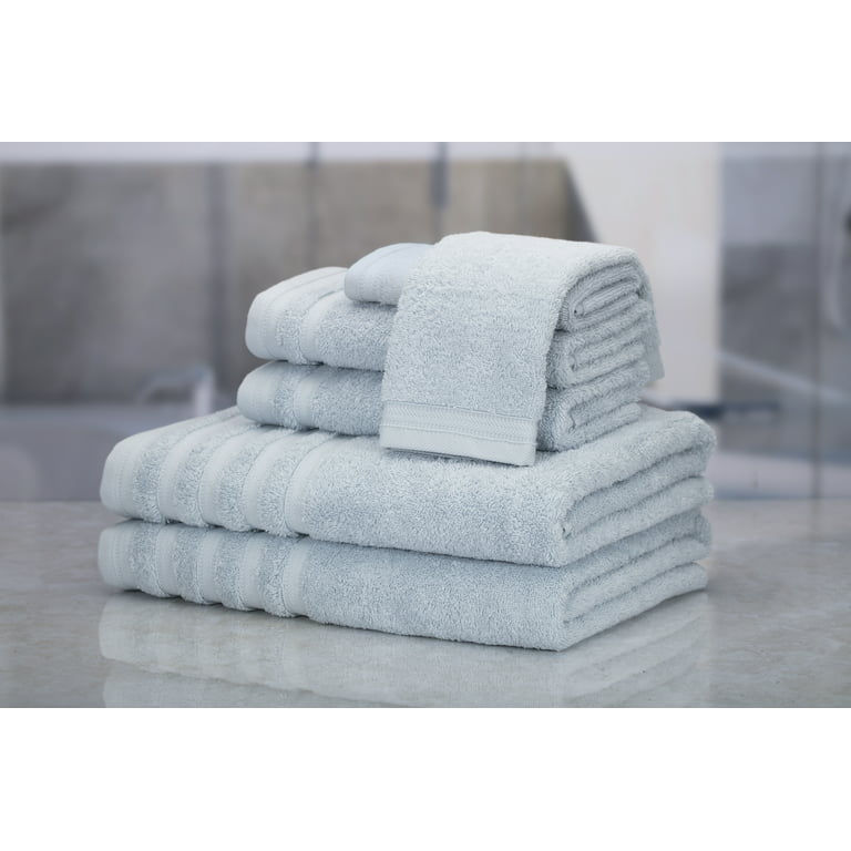 Sobel Westex Traditional 6 Piece Cotton Bath Towel Set, Blue 