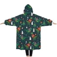 thumbnail image 2 of Oversized Wearable Blanket Hoodie,Green Christmas Dinosaur and Snowman Pattern Sherpa Blanket Hoodie with Super Pockets,Super Warm Fuzzy Pullover for Women & Men, 2 of 6