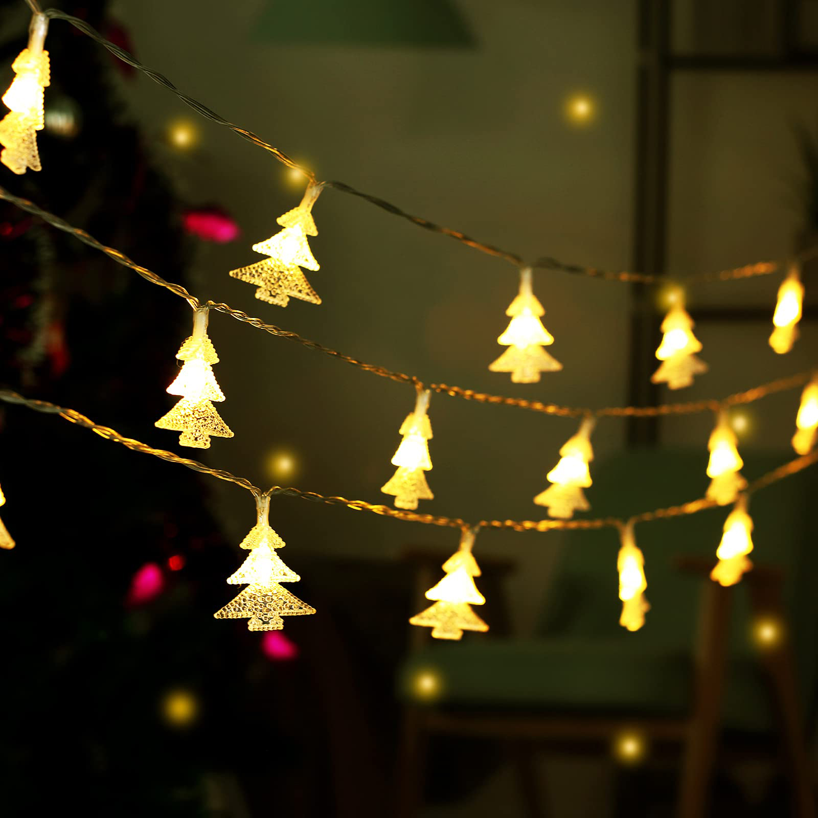 20 Ft 40 LED Battery Operated Christmas Tree Lights, Waterproof Fairy