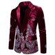 thumbnail image 4 of Traje bordado con hilo plateado de terciopelo de alta gama para hombre, chaqueta de traje bordada, Top, 4 of 5