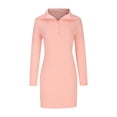 thumbnail image 4 of QUYUON Robes de Soirée pour Femmes 2023 Liquidation Robe Tricotée Manches Longues Bodycon Taille Chandail Robes de Soirée et Robes de Soirée Col en V Midi Robe Cocktail Style D-14328 Rose TTG, 4 of 5