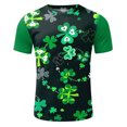 thumbnail image 4 of TSADFHJI Pyjama pour Hommes Ensemble Court Imprimé Jour de la Saint-Patrick Col Rond Manches Courtes Short Costume L Noir, 4 of 5