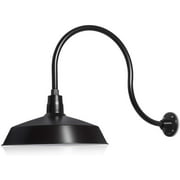17in. Satin Black Outdoor Gooseneck Barn Light Fixture With 24in. Long Extension Arm - Wall Scone Farmhouse, Vintage, Antique Style - UL Listed - 9W 900lm A19 LED Bulb (5000K Cool White)