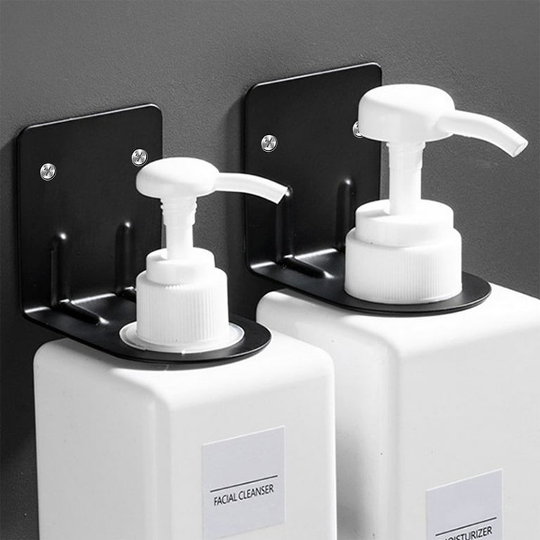 Stainless Steel Wall Mounted Hand Sanitizer Holder Soap Dispenser - Adhesive Wall Mounted Bottle Holder Shampoo Holder Hanger Dispenser Holder Hook