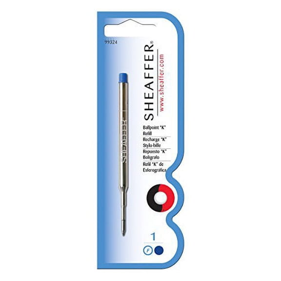 Sheaffer K Ballpoint Refills, Blue Ink, Fine Point, Single Blister Card (99324)