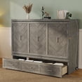 thumbnail image 5 of Queen Size Murphy Bed with Charging Station and 3 Storage Drawers, Pine Wood Folding Cabinet Bed, Equipped with 6 Moving Wheels, Space-Saving Hidden Wall Bed for Guest Room, Home Office,Grey, 5 of 11