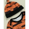 thumbnail image 5 of Musuos Newborn Baby Long Sleeve Sleeping Sack Halloween Striped Pumpkin Print Baby Wearable Blanket and Beanies Hat Set, 5 of 8