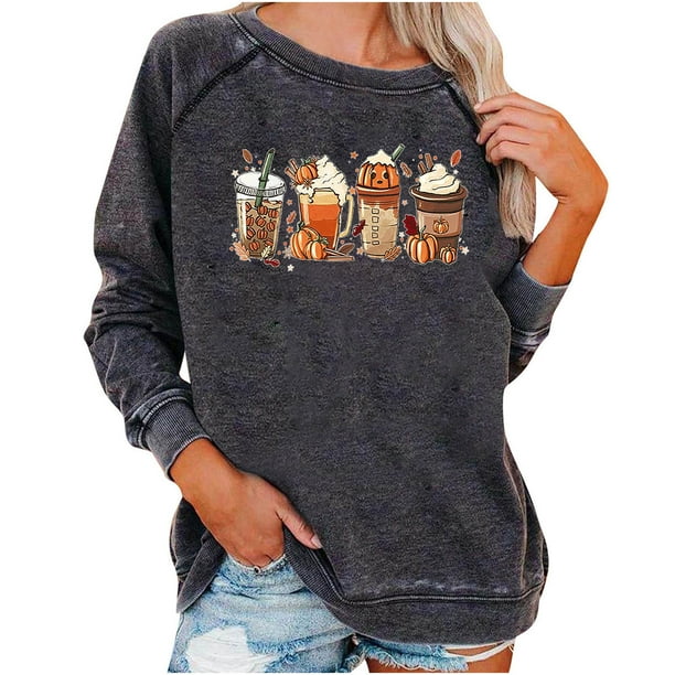 Sudadera Para Mujer Sudaderas Con Cuello Redondo Camiseta de Manga Larga Informal Camiseta Suelta Top Estampado Gráfico Odeerbi ODB174190