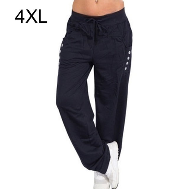 Minnieouse Pantalones Pantalones deportivos sueltos Pierna recta Pantalones deportivos sueltos Pantalones de chándal casuales para mujer Prendas para la parte inferior del cuerpo azul oscuro 4XL Minnieouse AP002164-31