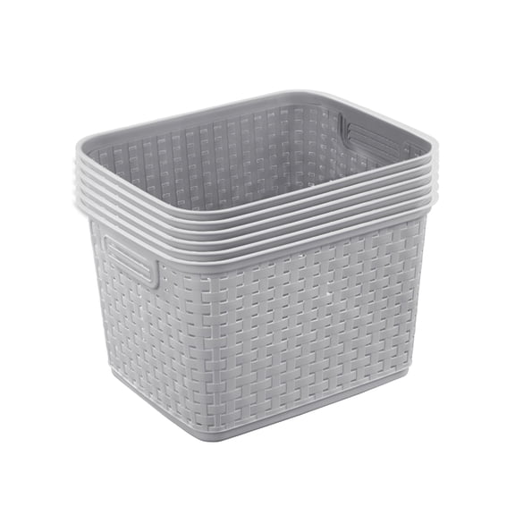 Sterilite Weave Plastic Storage Basket, Carrying Handles, Set of 6