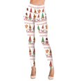thumbnail image 4 of Leggings for Women Tummy Control Autumn Winter Christmas Pattern High Waist Floral Printed Women's Yoga Pants,White,L, 4 of 5