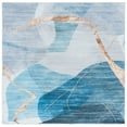 thumbnail image 2 of SAFAVIEH Malibu Cadence Geometric Polyester Machine Washable Area Rug, Blue/Gold, 6' x 6' Square, 2 of 13