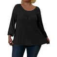 thumbnail image 3 of LilyLLL Plus Size S-5XL Womens Solid Color Flared Sleeve Flowy Tunic T-shirt Tops, 3 of 4