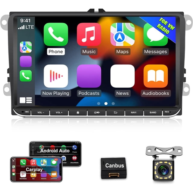 Likrtyny Radio Estéreo GPS para Coche 9 Pulgadas Carplay Android Auto para para (2G+32G 12LED)