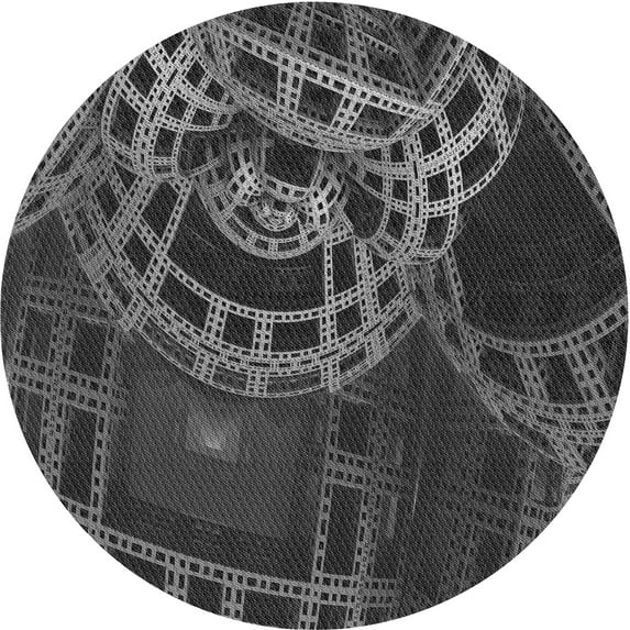 Ahgly Company Indoor Round Patterned Charcoal Black Area Rugs, 8' Round