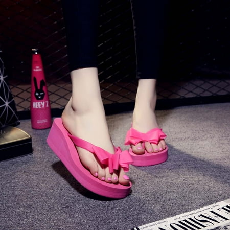 

Slippers Clearance Women S Summer Shoes Bow Flip Flops Platform High Heel Slippers