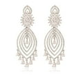 thumbnail image 2 of Ratnavali Jewels Cubic Zirconia Diamond Baguette Silver Plated White Dangle Drop Earrings for Women, 2 of 4