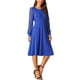 thumbnail image 4 of VESTIDOS DE MANGA LARGA ELEGANTES PARA MUJERES DE INSPIRE CHIC, CUELLO REDONDO, VESTIDO DE COCTEL PARA TRABAJO, LONGITUD DE RODILLA, L AZUL REAL, 4 of 5