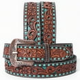 thumbnail image 5 of BE BAR H EQUINE Turquoise Buckstitch Floral Hand Carved Western Leather Men And Women Belt, 5 of 6