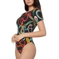 thumbnail image 2 of Haiem Snake And Flower Women's Crew Neck Short Sleeve Bodysuit Tops Stretchy Slim Basic-Large, 2 of 9