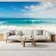 thumbnail image 2 of Wallpaper Sea Beach Nature Landscape Sky Sun Ocean Waves Sandy Beach Peel and Stick Wall Murals 69"H x 96"W Removable PVC Wall Paper Self-Adhesive Wall Decor for Bedroom Living Room, 2 of 7