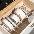 thumbnail image 3 of TEAMD Expandable Pot Lid Organizer,Expandable Pot and Pan Organizer for Cabinet,Dish Drainboard, and Pull-Out Drawer,Plates, Platters, Bakeware,White, 3 of 6