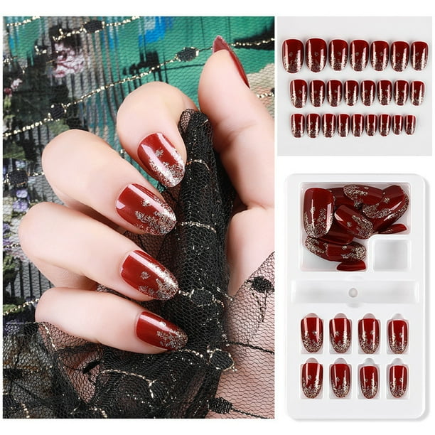 Moobody 24pcs Fake Fingernail Tips Full Cover Fake Nail Nails Art Tips Sets For Women And Girls Walmart Com Walmart Com