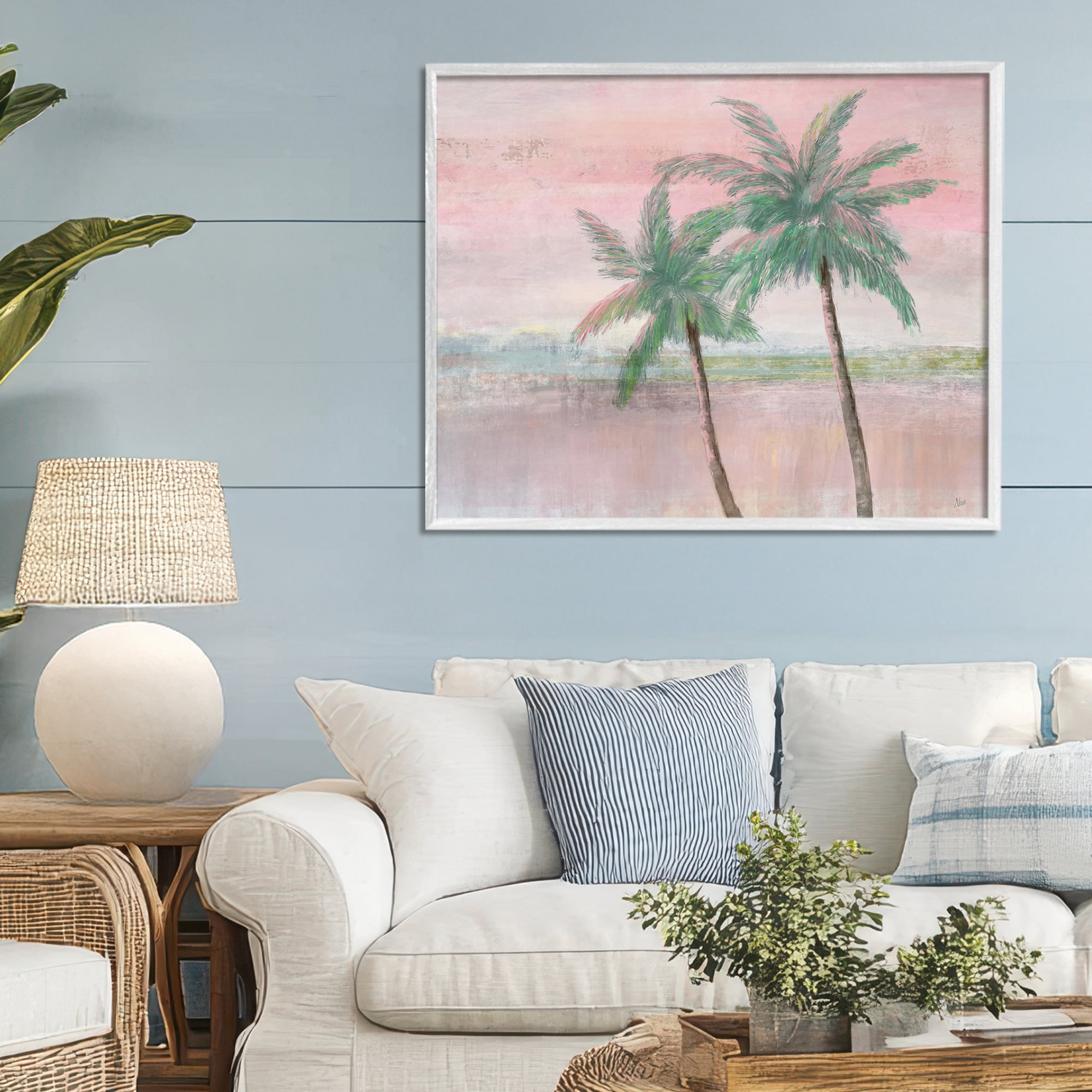 Stupell Industries Sunset Palms at Dusk White Framed Giclee Art, design by Nan
