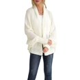 thumbnail image 2 of Women'S - Batwing Cable Knitted Slouchy Oversized Wrap Cardigan Sweater Cream White One Size, 2 of 9