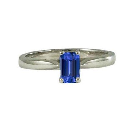 Harry Chad Enterprises 68090 Solitaire Emerald Ceylon 1 CT Tapered Shank Sapphire Ring, Size 6.5